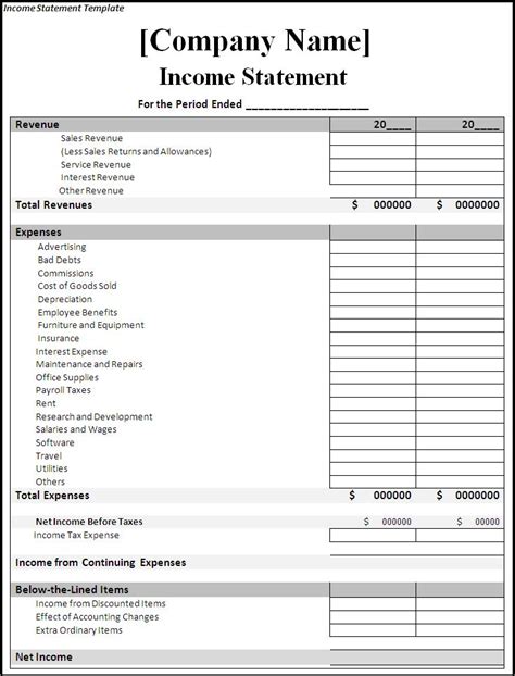 Income And Expense Statement Template — db-excel.com