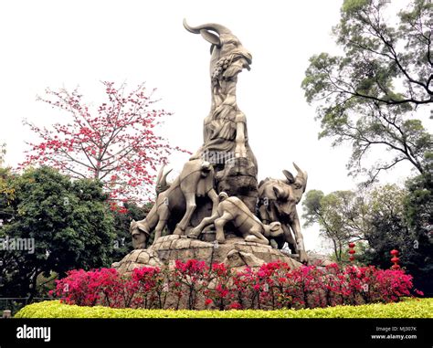 Guangzhou yuexiu park wuyang statue in guangdong province Stock Photo ...