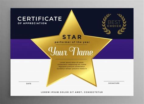 Free Vector | Certificate of appreciation template with golden star ...