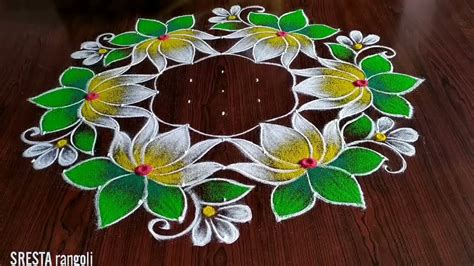 Dotted rangoli design lotus 11 * 6 dots by sresta | Videos