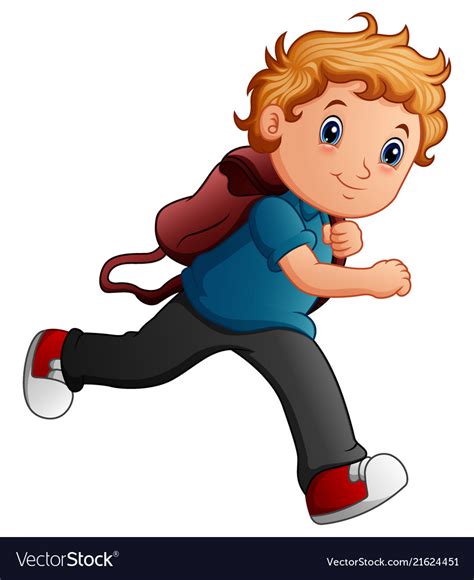 School boy cartoon running Royalty Free Vector Image