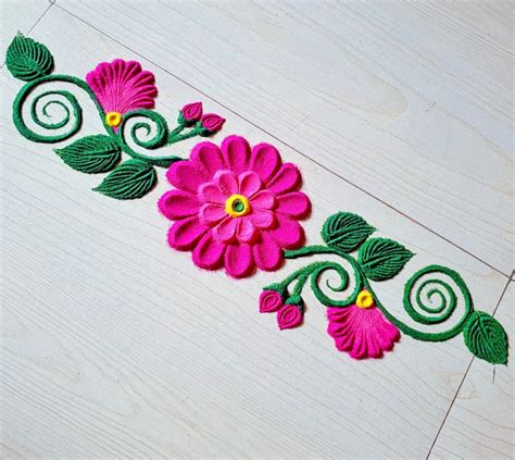 Easy Border Rangoli Design Using Bangles | Side Border Rangoli | Diya ...