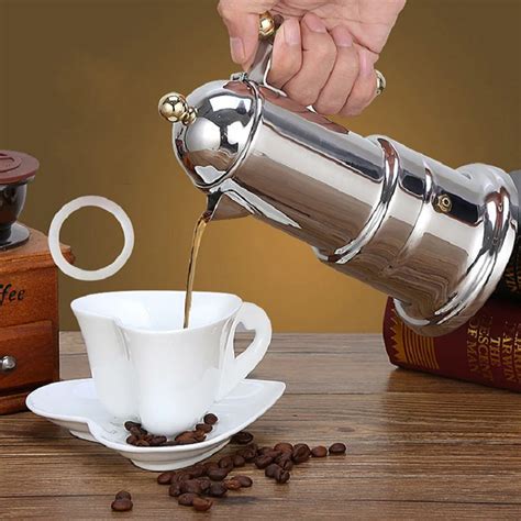 Stainless Steel Espresso Latte Percolator Stove Top Coffee Maker Mocha ...