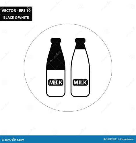 Milk Bottle Black and White Flat Icon Stock Vector - Illustration of ...