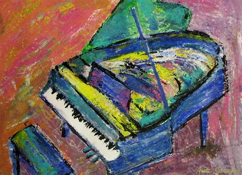 Piano Blue Painting by Anita Burgermeister | Fine Art America