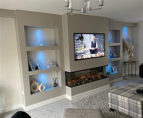 Modern TV Wall With Fireplace | iv yo carpentry