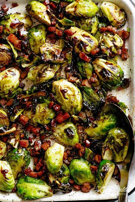 Roasted Brussels Sprouts with Bacon - Cafe Delites