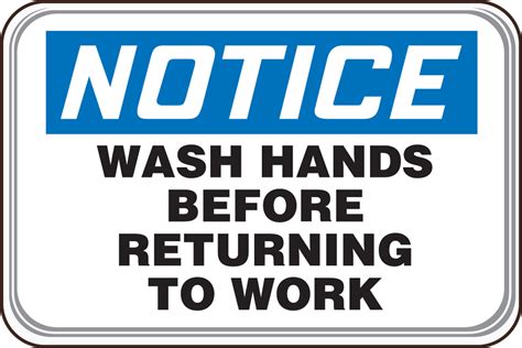 Notice Employees Must Wash Hands Before Returning To Work Sign MRST805