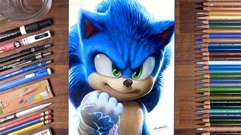 Drawing Sonic the Hedgehog using colored pencils - YouTube