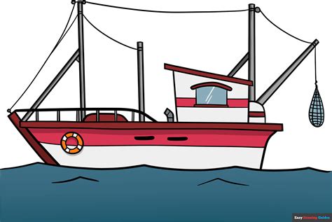 How to Draw a Fishing Boat - Really Easy Drawing Tutorial