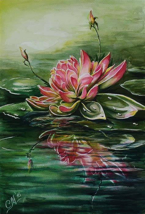 Pink Lotus Flower painting - campestre.al.gov.br