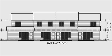 Fourplex House Plans, 2 Story Townhouse, F-535