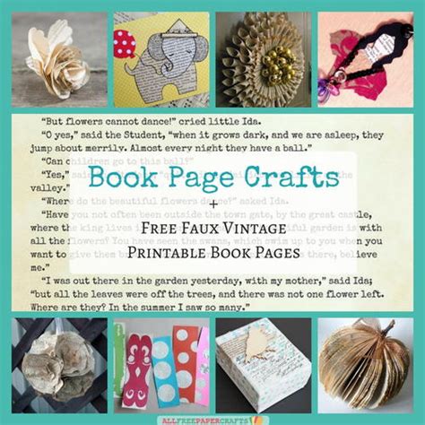 26 Book Page Crafts + Free Faux Vintage Printable Book Pages ...