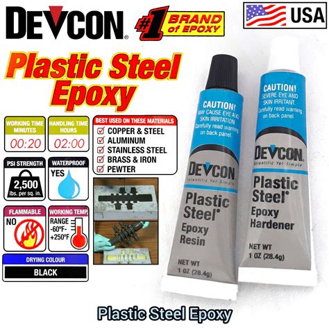 USA Devcon Plastic Steel Epoxy With Waterproof For All Crack PVC Paip ...