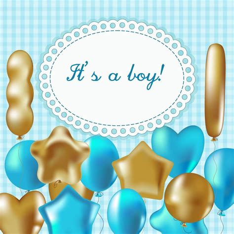 Frame for newborn baby boy in blue colors with balloons. 3083882 Vector ...