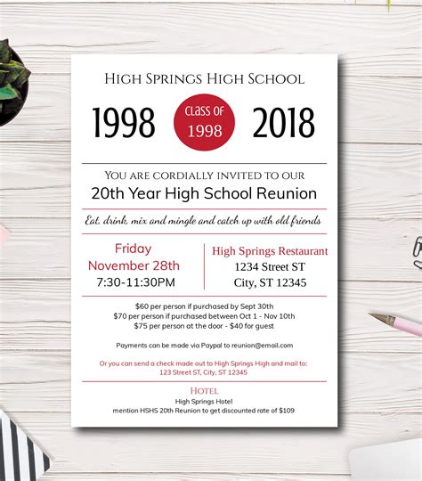 High School Reunion Invite Custom Printable School Reunion | Etsy