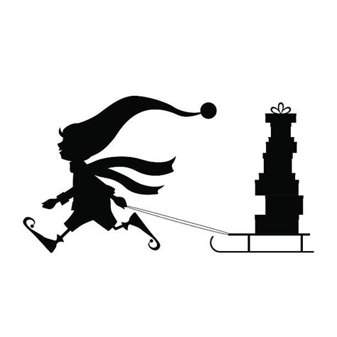 Cute Christmas Elves Silhouette Stock Photos, Pictures & Royalty-Free ...