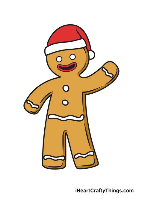 Gingerbread Man Drawing - How To Draw A Gingerbread Man Step By Step