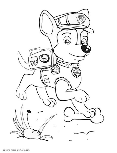 Free coloring pages Paw Patrol. Chase || COLORING-PAGES-PRINTABLE.COM