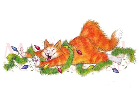 aquarelles - Christmas Card - "Christmas Cat 2" Christmas Card, Cat ...