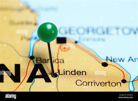 Linden pinned on a map of Guyana Stock Photo - Alamy