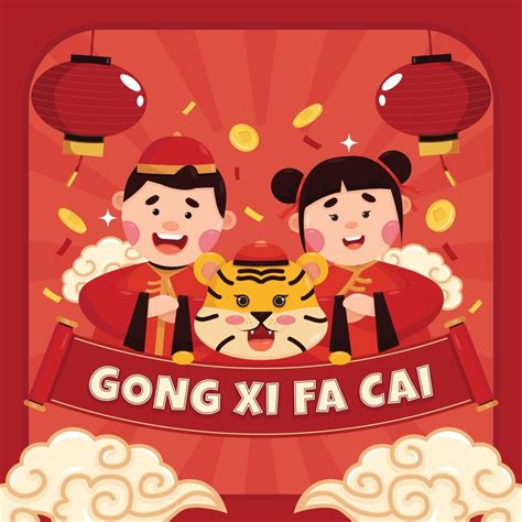 Cute Greeting Of Gong Xi Fa Cai Chinese New Year 4981117 Vector Art at ...