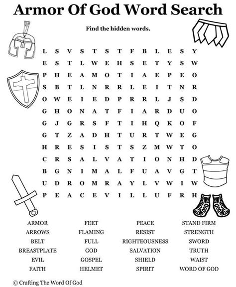 Armor of god word search activity sheet – Artofit