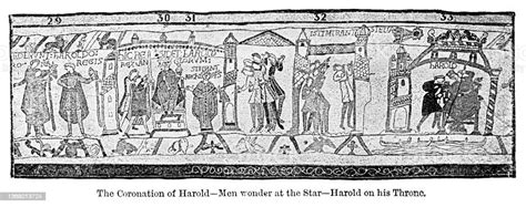 The Coronation Of Harold From The Bayeux Tapestry Stock Illustration ...