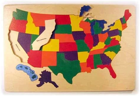 Classic Wooden USA Map Puzzle With States and Capitals. an Educational ...