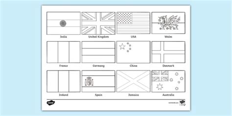 Flags of the World Colouring Page | Colouring Sheets