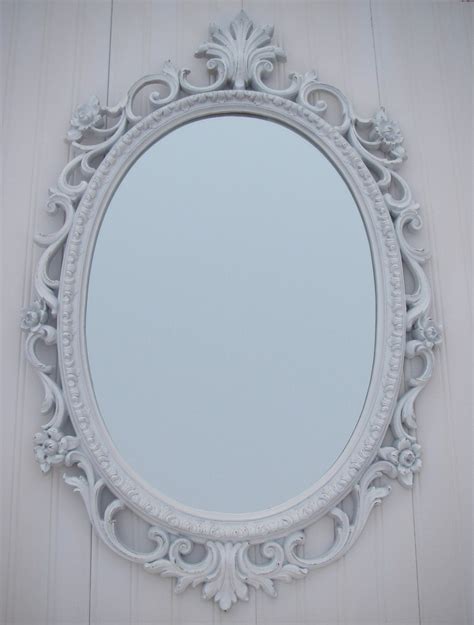 Vintage White Mirror Frame Homco Oval Shabby by ABackyardCreation