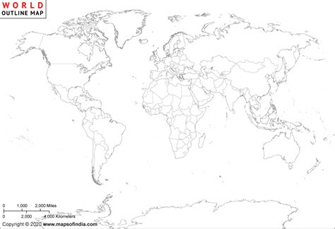 World Map Outline Regions