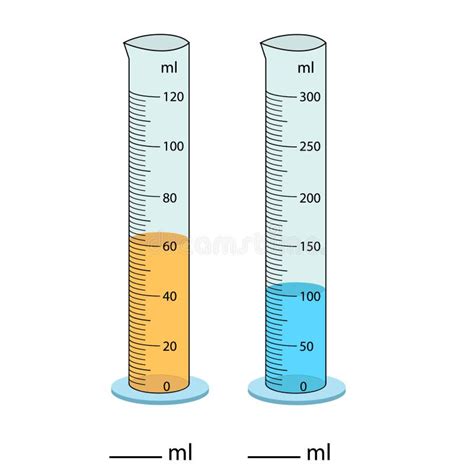 Glass Laboratory Chemical Measuring Flasks. with Colorful Liquids in ...