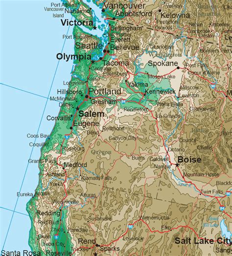 Northwestern States Topo Map | Northwest usa, North west, Northwestern