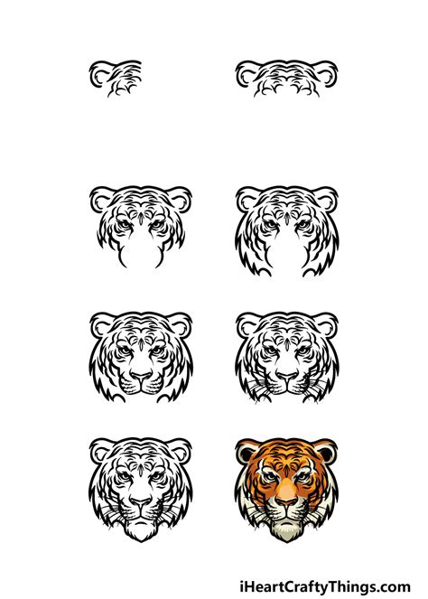 Tiger Face Drawing - How To Draw A Tiger Face Step By Step