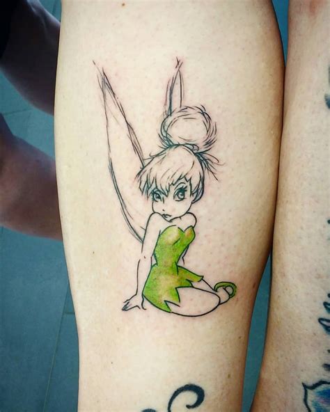 Sketch style Tinkerbell today... Thanks @lutzclarke 💚!!! #disneytattoo ...