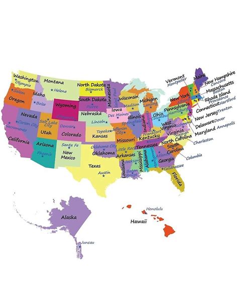 USA map with states and capital cities by mashmosh | Redbubble