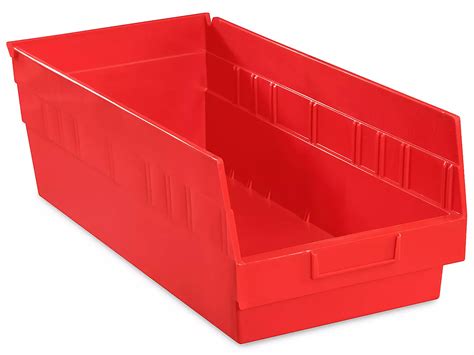 Plastic Shelf Bins - 8 1/2 x 18 x 6", Red S-15646R - Uline