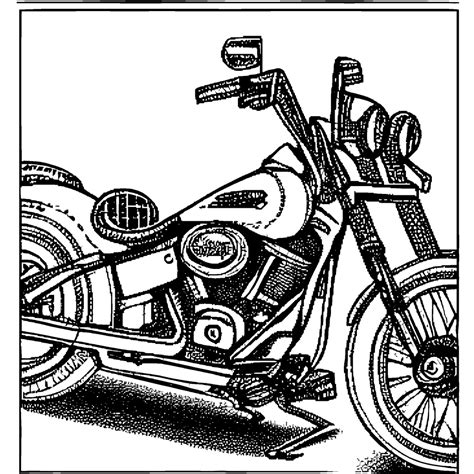 Harley Davidson Bike Coloring Page · Creative Fabrica