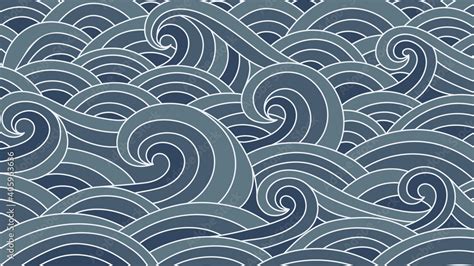 Traditional Japanese wave pattern background vector. luxury line arts ...