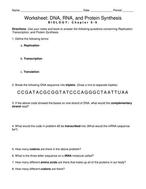 Dna And Rna Worksheet Answers – Zip Worksheet