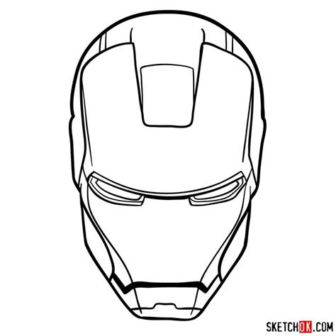 How to draw an Iron Man mask - SketchOk - step-by-step drawing ...