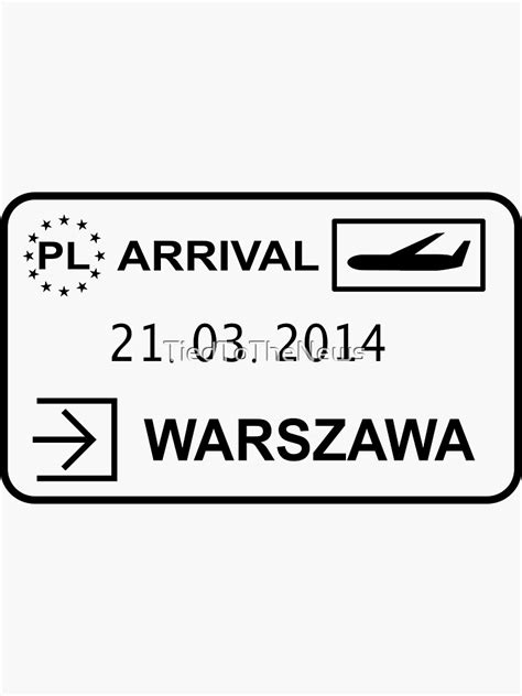 "Passport stamp Poland Warsaw Arrival" Sticker by TiedToTheNews | Redbubble