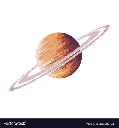 Hand drawn sketch of planet saturn in color vector image on VectorStock ...