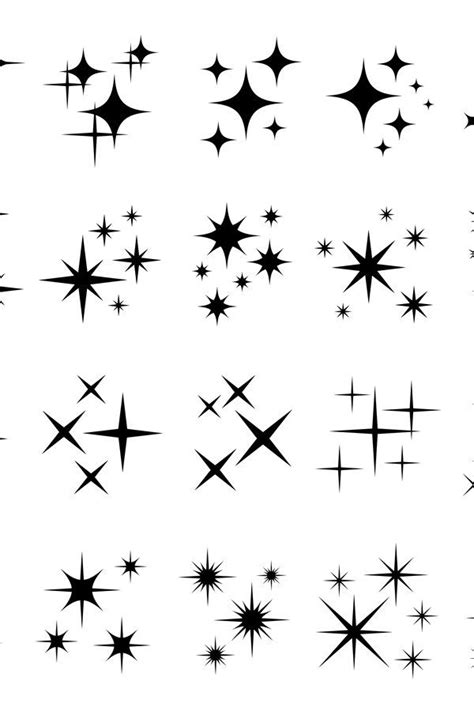 Shiny sparks silhouettes. Twinkle star particles, glitter sp | Star ...