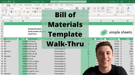 Build Of Materials Excel Template