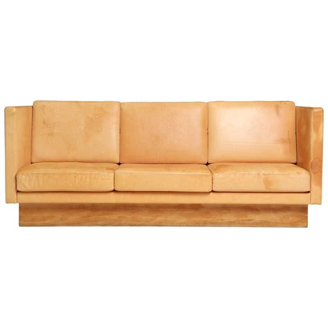 Natural Leather High Back Sofa For Sale at 1stdibs