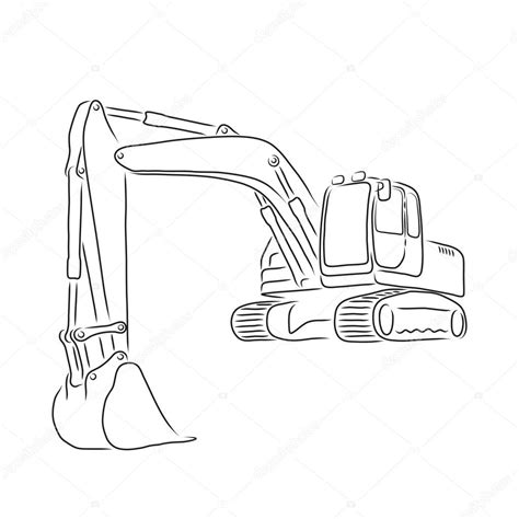 Outline of excavator, vector illustration Stock Vector Image by ...