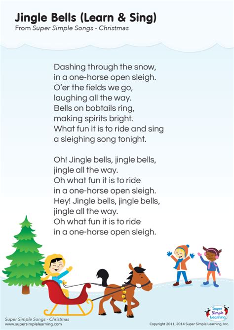 Jingle Bells (Learn & Sing) Lyrics Poster - Super Simple