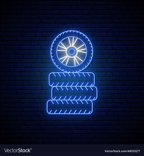 Tire neon sign bright neon signboard for car shop Vector Image